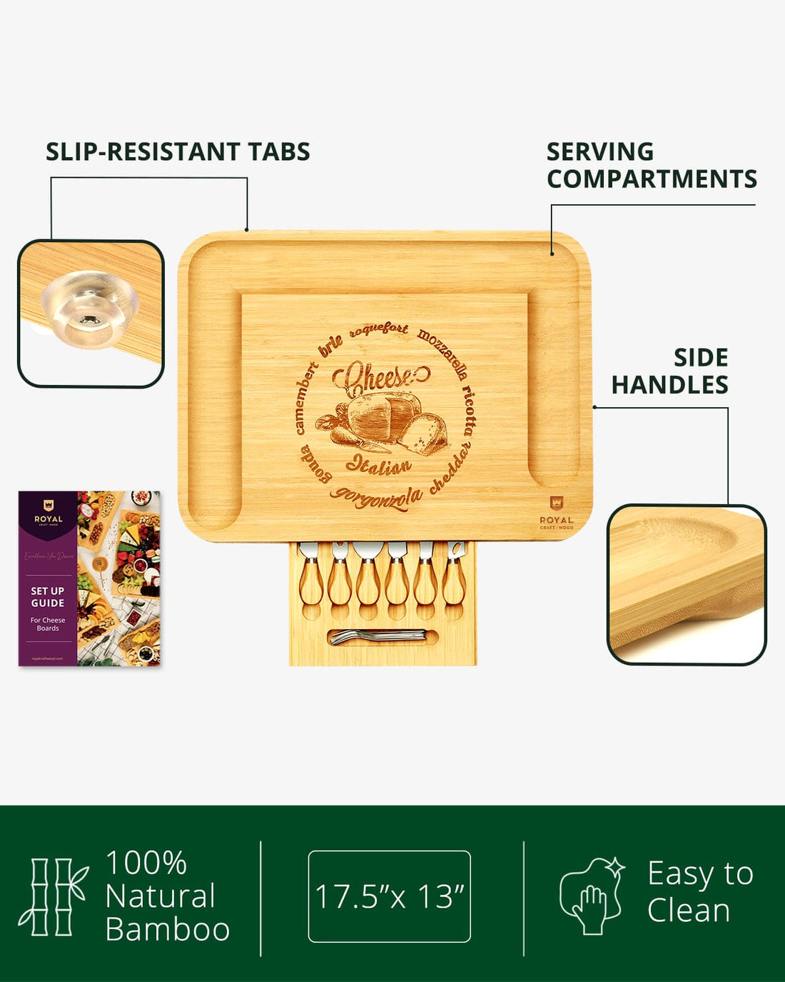 XXL Cheese Board with Cutlery Set