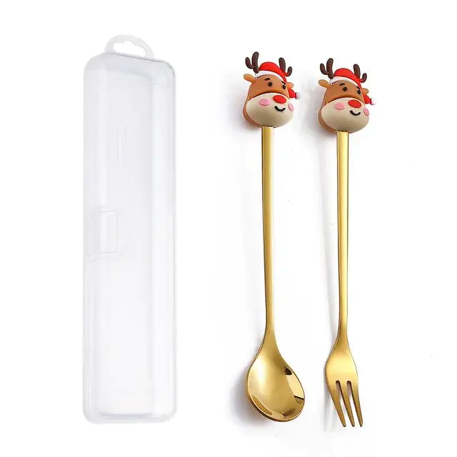 Christmas Festive Spoon & Fork Set