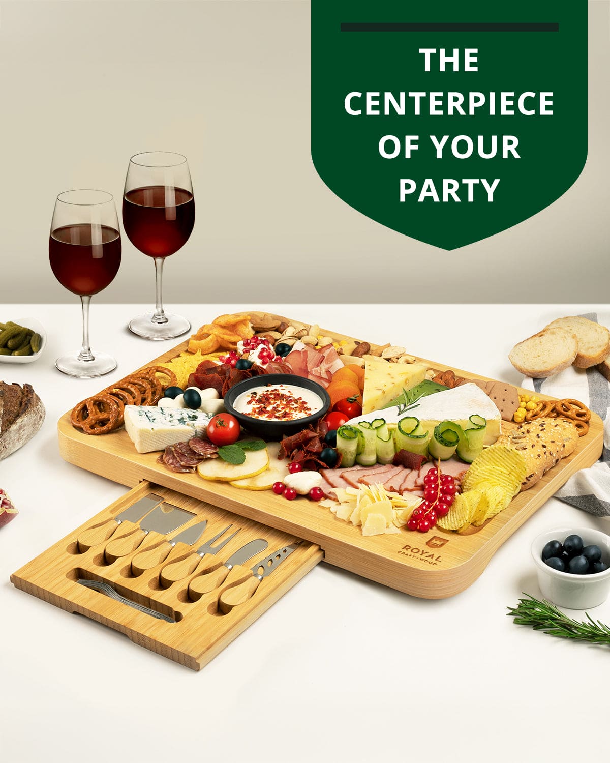 XXL Cheese Board with Cutlery Set