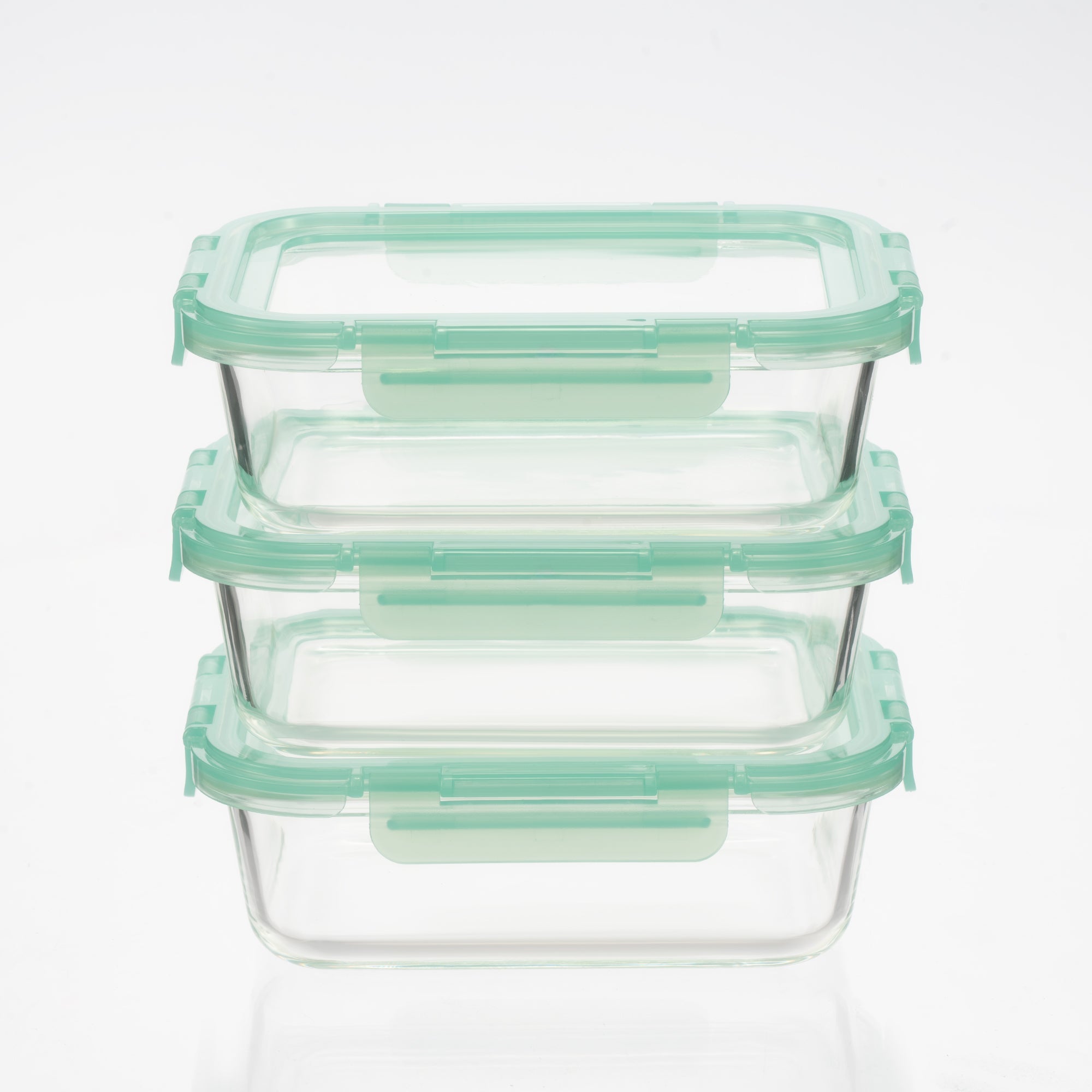 3-Piece Glass Containers w/ Flexible Silicone Lids