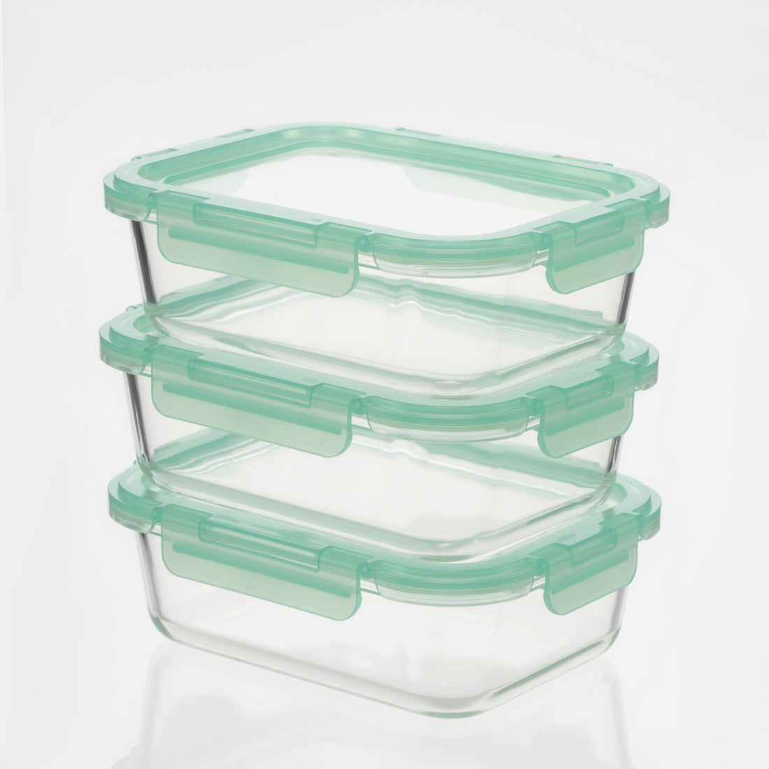 3-Piece Glass Containers w/ Flexible Silicone Lids