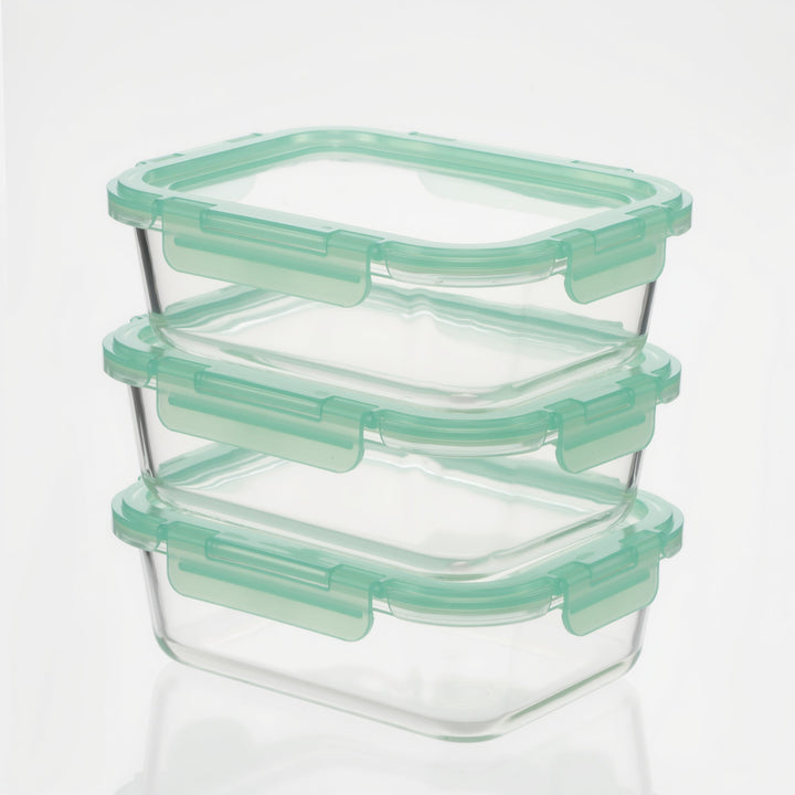 3-Piece Glass Containers w/ Flexible Silicone Lids