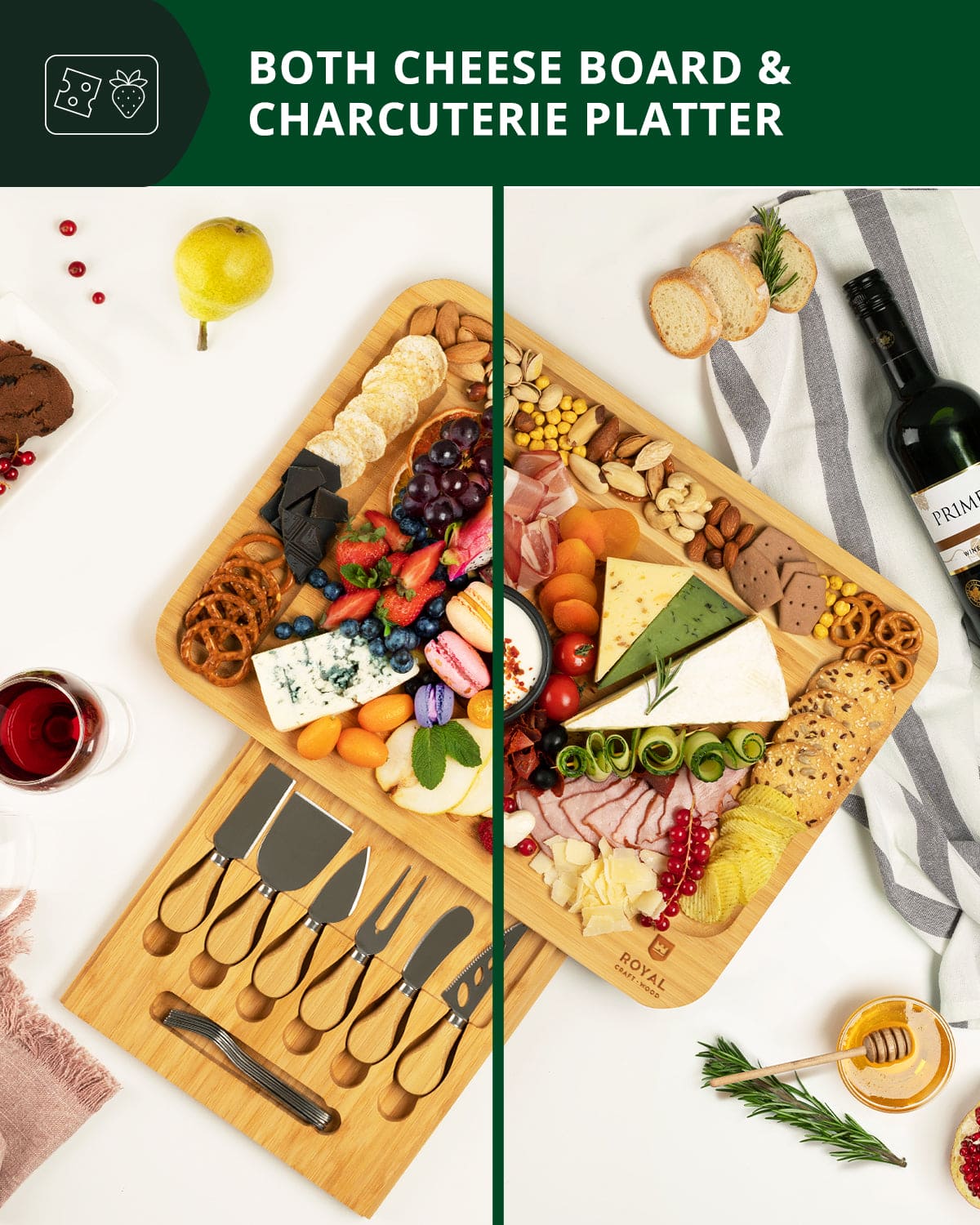 XXL Cheese Board with Cutlery Set