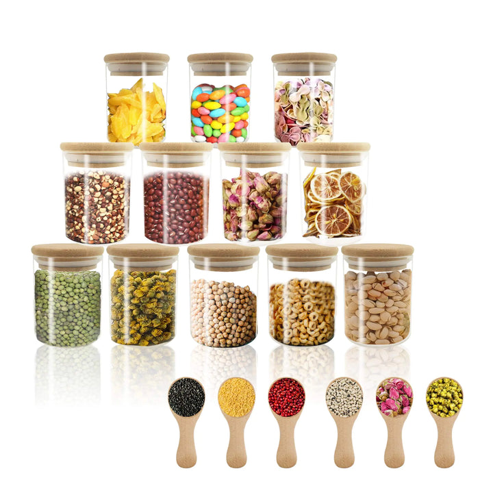18-Piece 6oz Glass Jar Set w/ Bamboo Lids & Spoons
