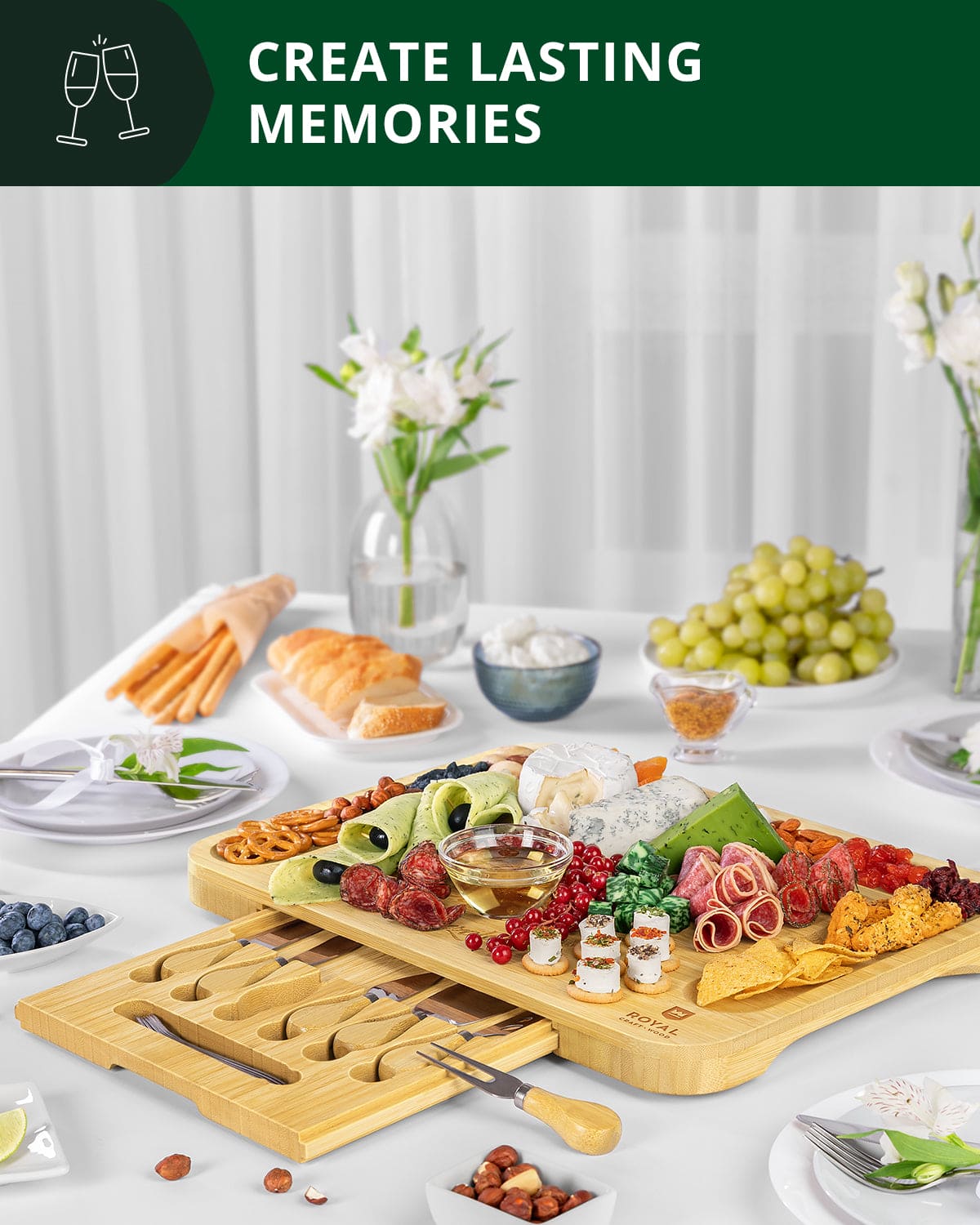 XXL Cheese Board with Cutlery Set
