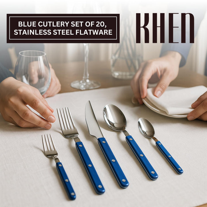 Khen Blue 20-Piece Stainless Steel Cutlery Set