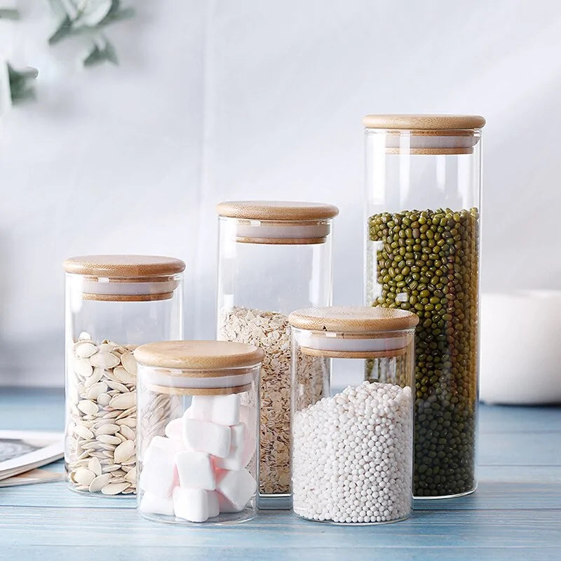 Borosilicate Glass Food Storage Containers w/ Bamboo Lids