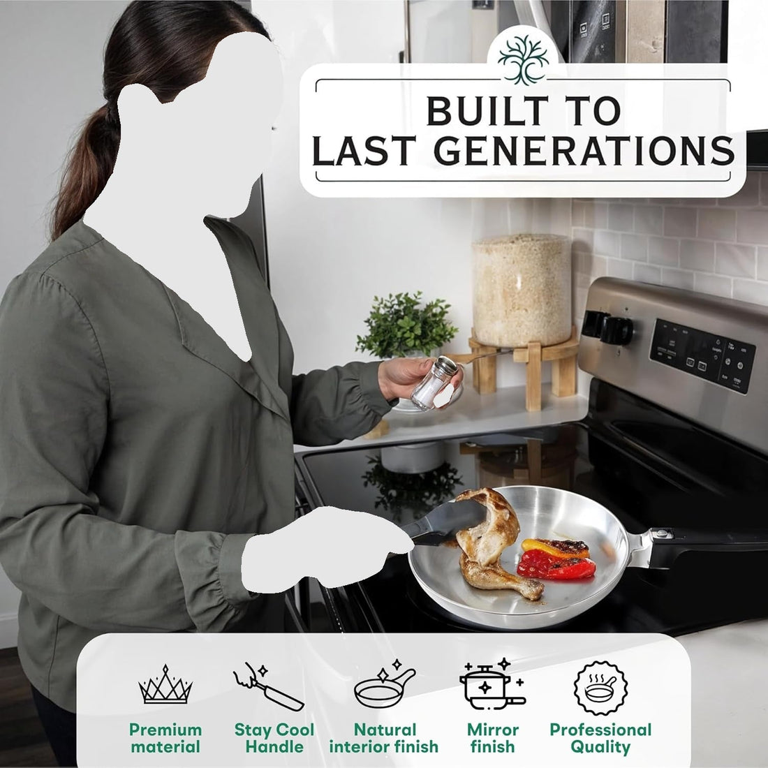 11-Inch Chef Skillet – Quick & Even Heat Distribution – Lightweight Cast Aluminum Frying Pan