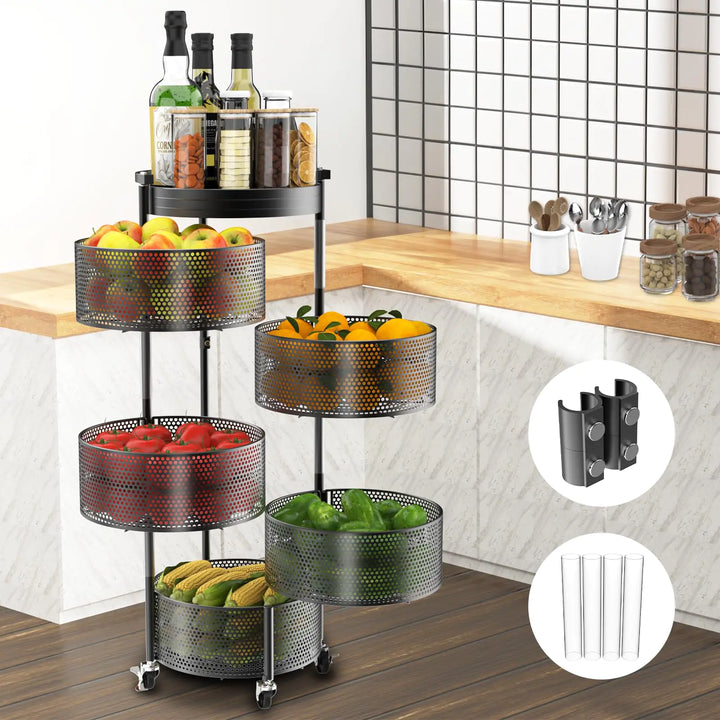 Amundo 5-Tier Rotating Fruit & Vegetable Storage Rack
