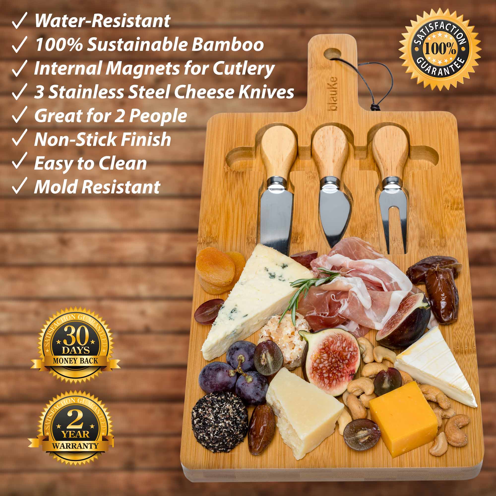 Bamboo Cheese & Knife Set 12x8"