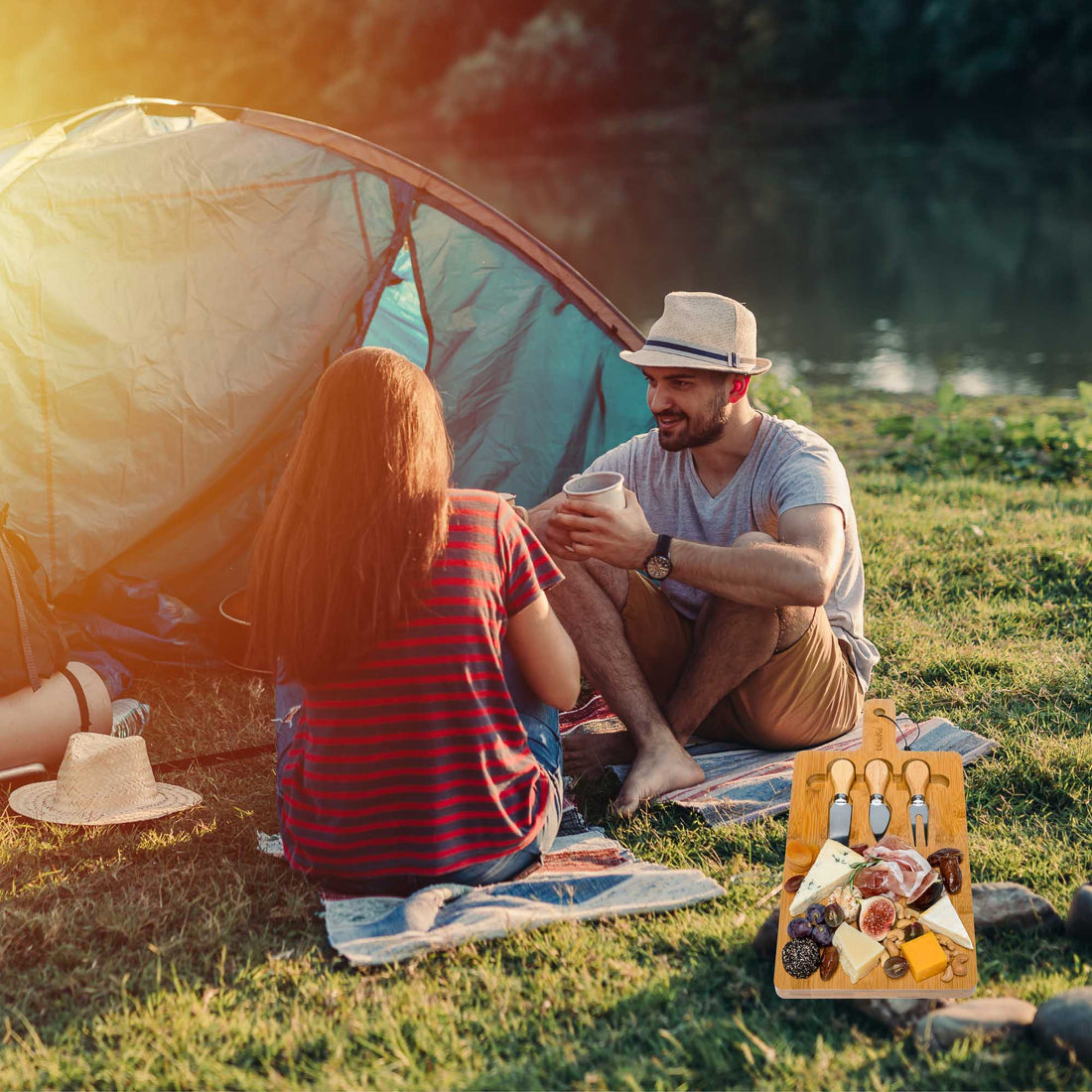 Bamboo Cheese & Knife Set 12x8"
