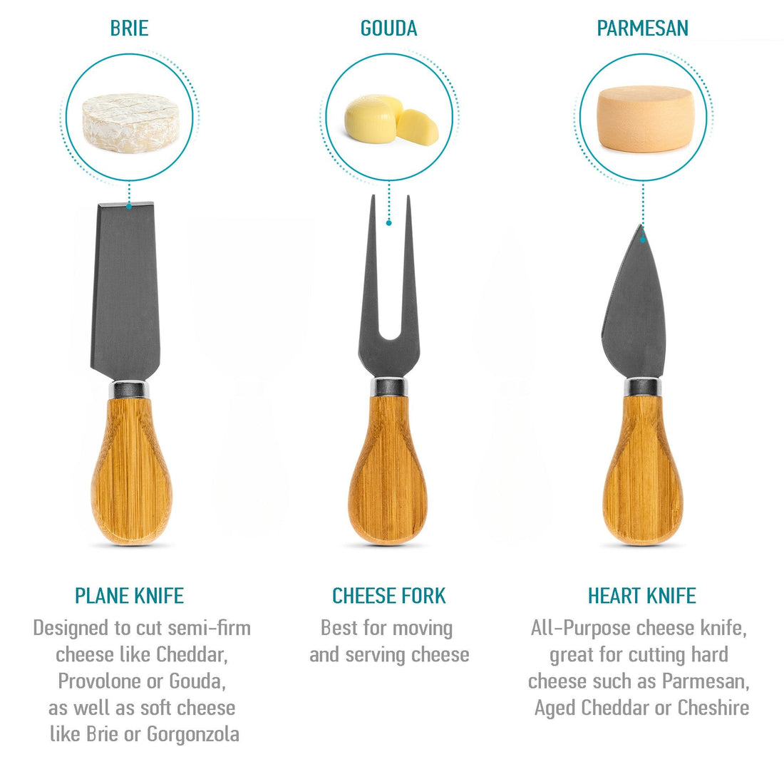 Bamboo Cheese & Knife Set 12x8"