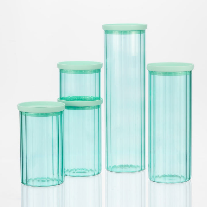 Diamond Blue Glass Canister Set w/ Lids
