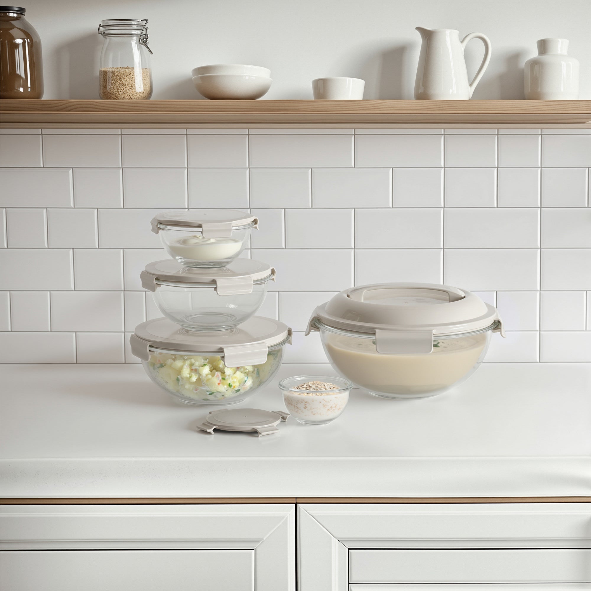 5-Piece Borosilicate Glass Mixing Bowl Set