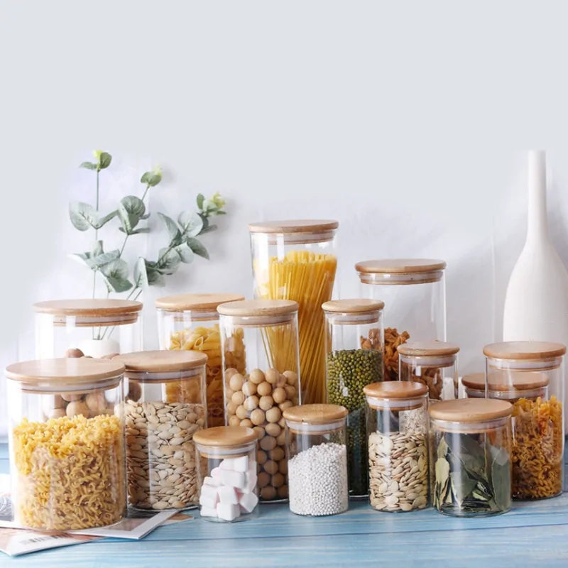 Borosilicate Glass Food Storage Containers w/ Bamboo Lids