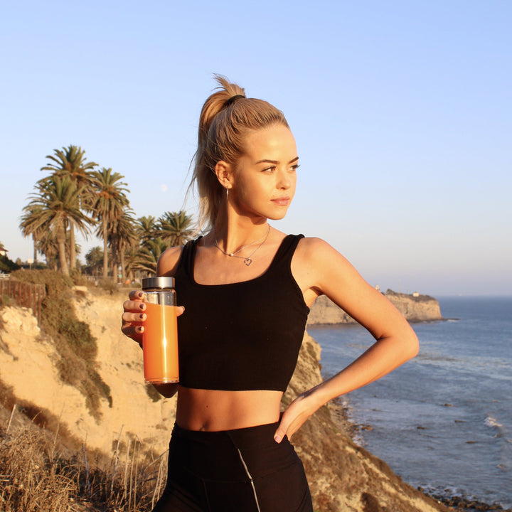 Skinny 16oz Wide Mouth Glass Bottles w/ Stainless Lids