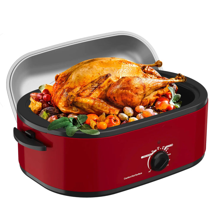 18Qt Electric Roaster Oven – Red Stainless Steel