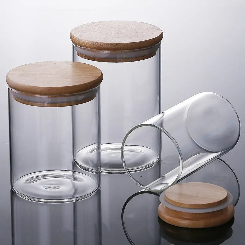 Borosilicate Glass Food Storage Containers w/ Bamboo Lids