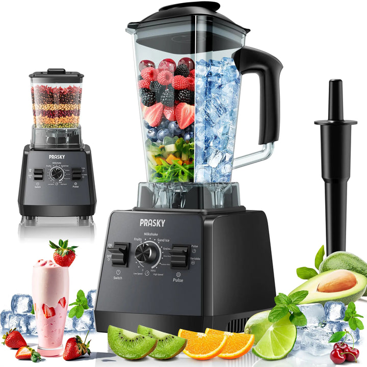 PRASKY Professional Blender & Grinder Combo – 68oz