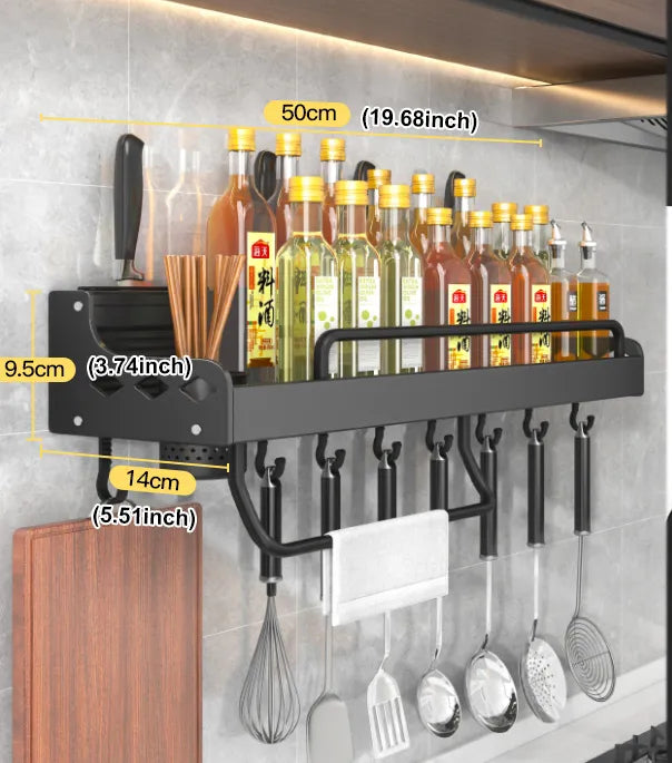 Shelf Wall-mounted Spice Racks and Utensil Holder