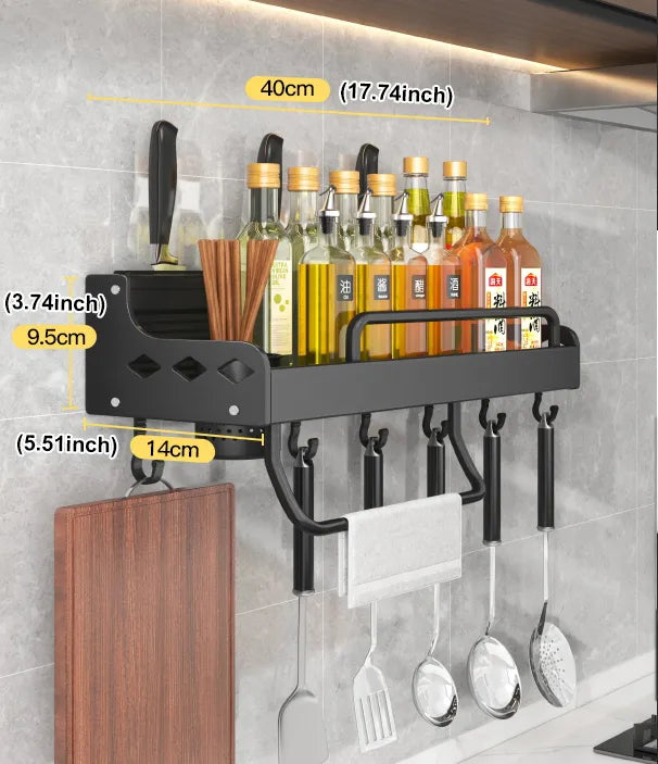 Shelf Wall-mounted Spice Racks and Utensil Holder