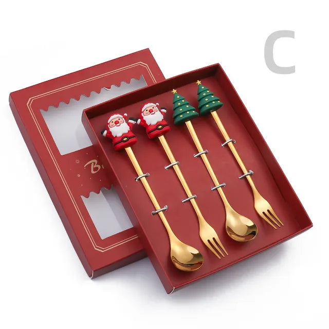 Christmas Festive Spoon & Fork Set