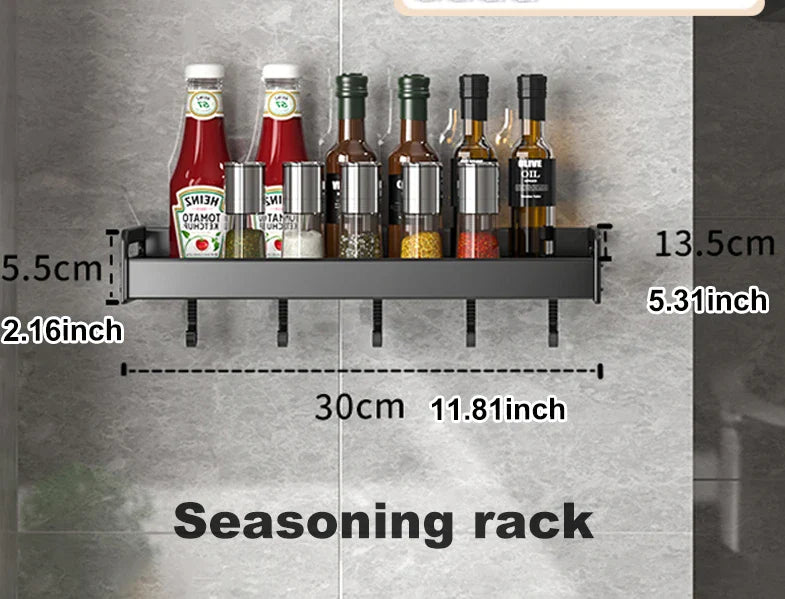 Shelf Wall-mounted Spice Racks and Utensil Holder