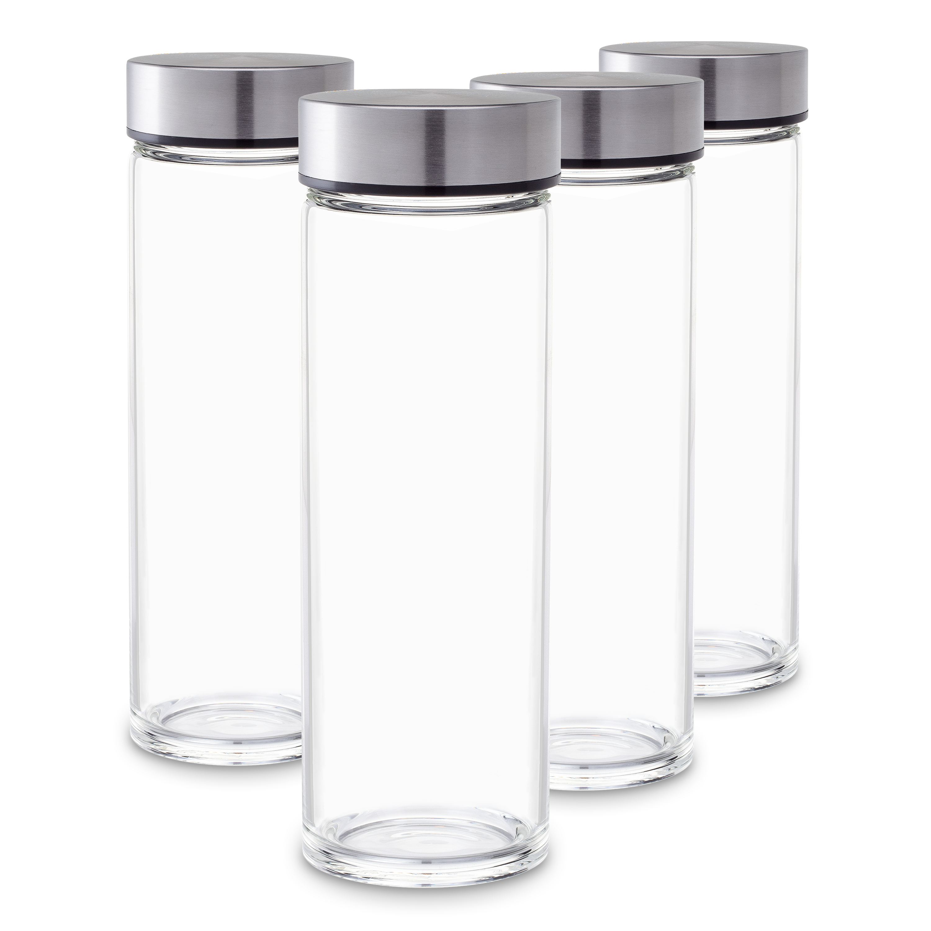 Skinny 16oz Wide Mouth Glass Bottles w/ Stainless Lids
