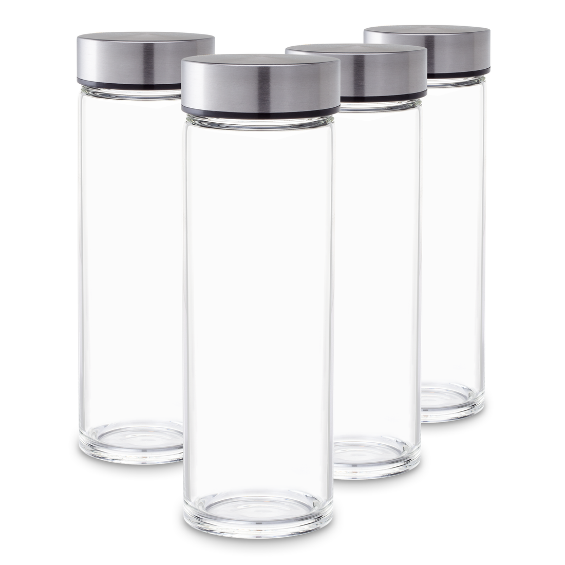 Skinny 16oz Wide Mouth Glass Bottles w/ Stainless Lids