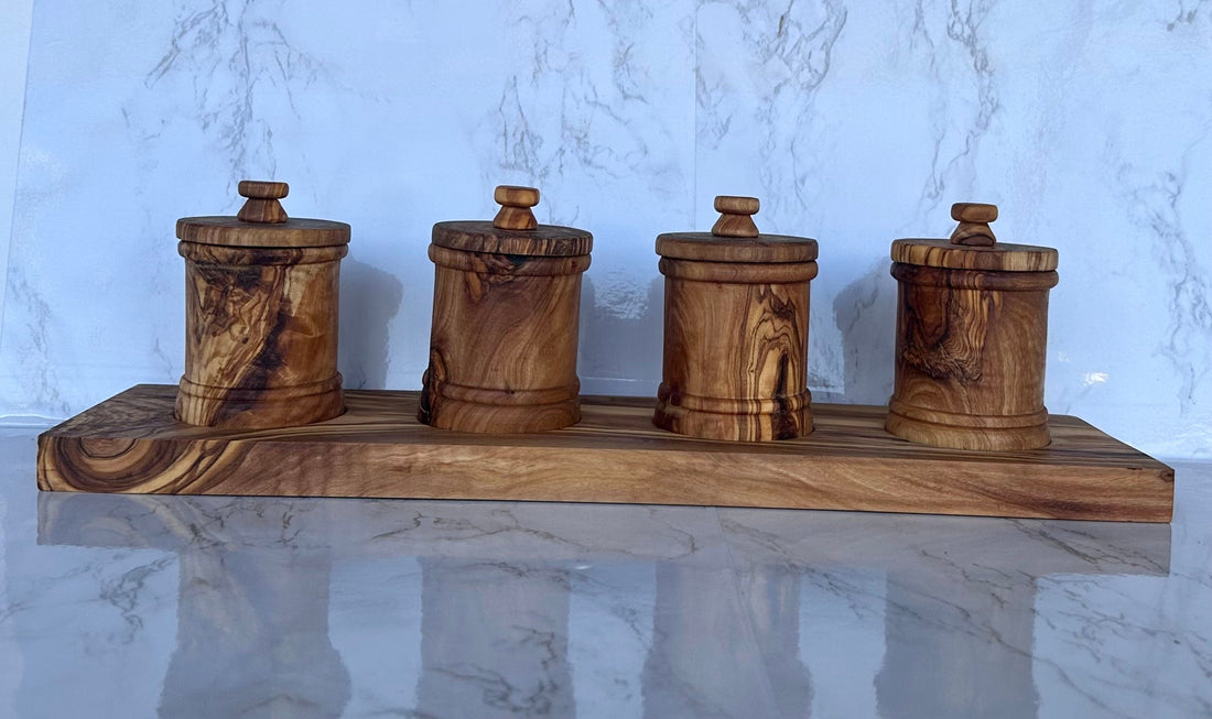 Handcrafted Olive Wood Canister Set