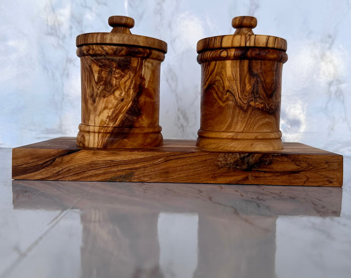 Handcrafted Olive Wood Canister Set