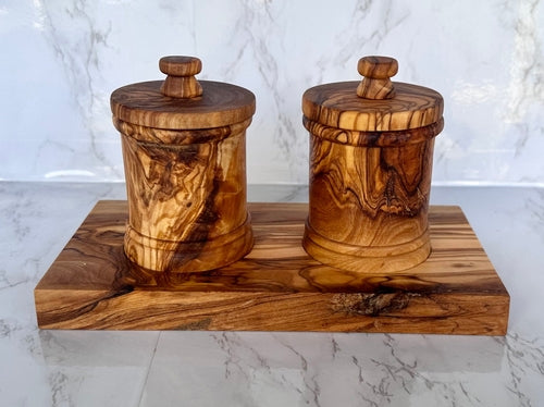 Handcrafted Olive Wood Canister Set