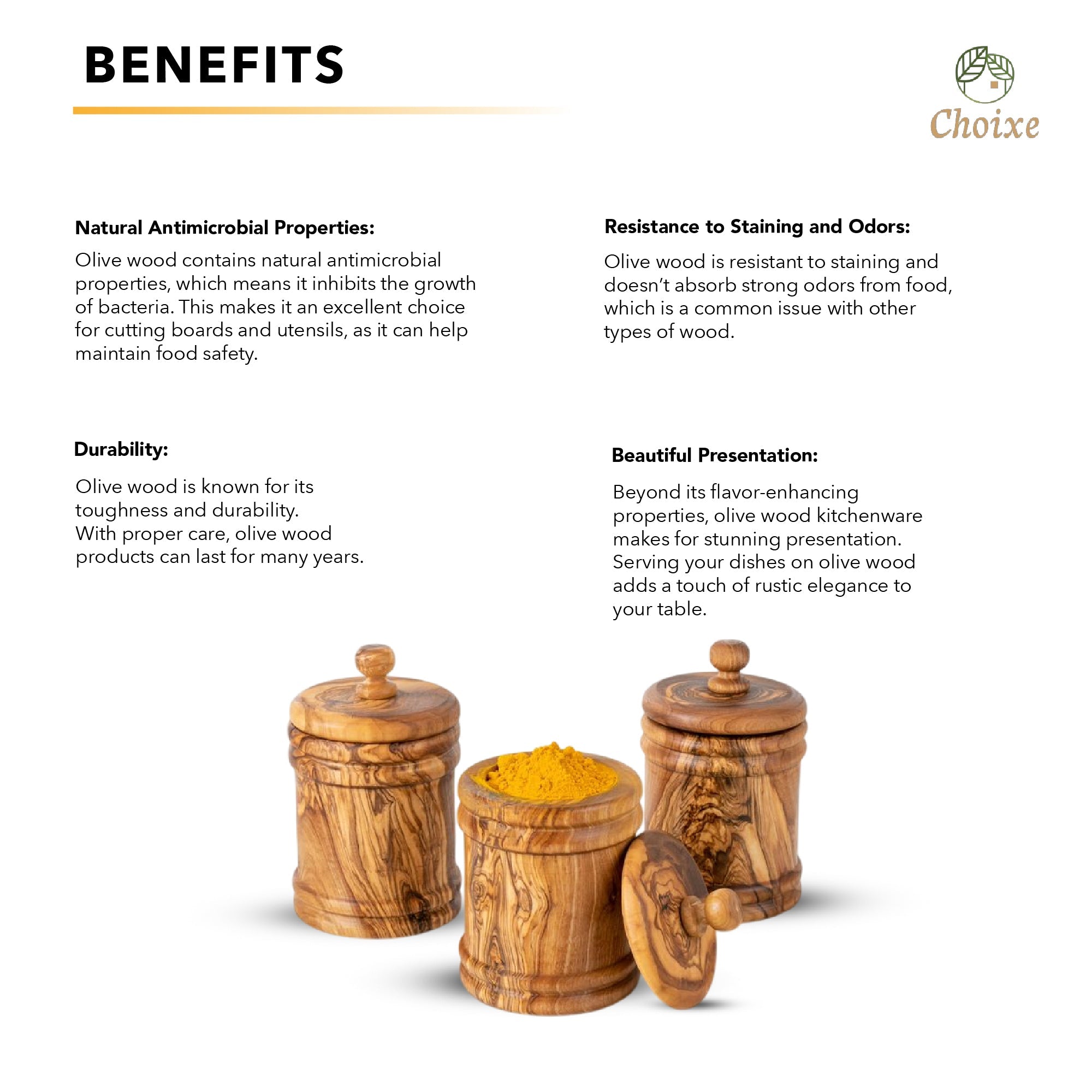 Handcrafted Olive Wood Canister Set