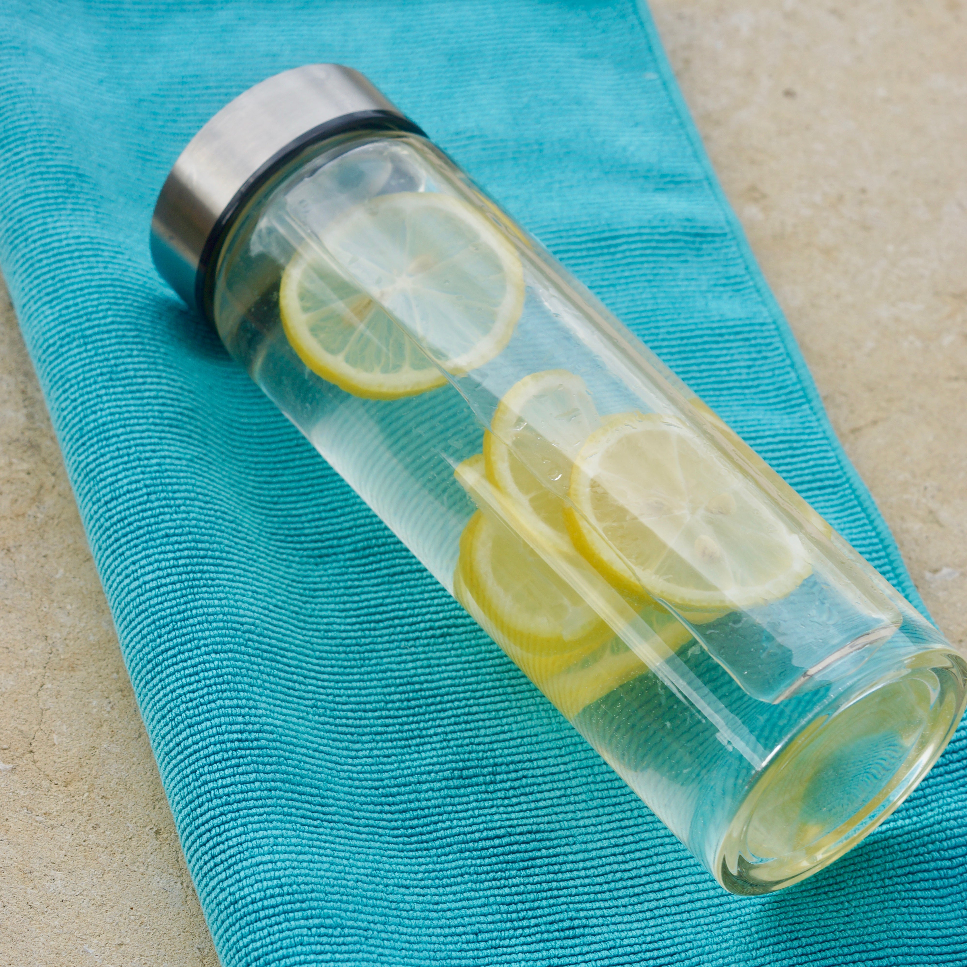 Skinny 16oz Wide Mouth Glass Bottles w/ Stainless Lids