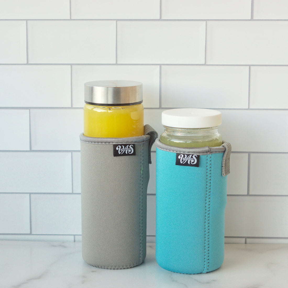 Skinny 16oz Wide Mouth Glass Bottles w/ Stainless Lids