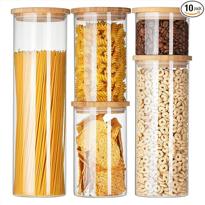 Glass Canister Set with Bamboo Lids