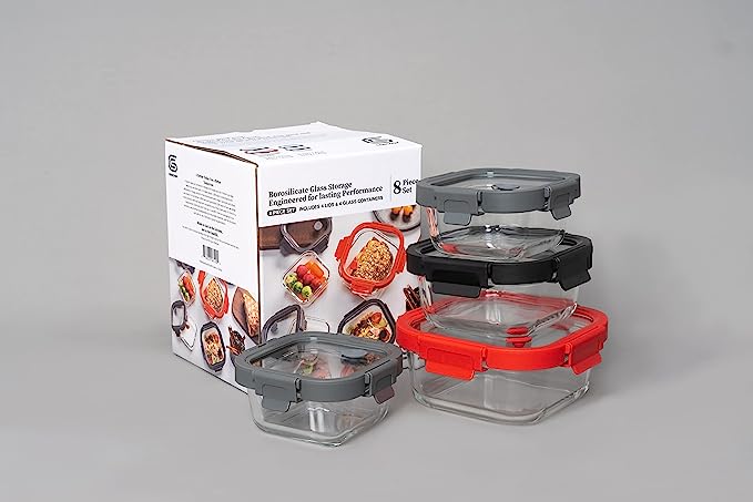 Square Glass Containers with Lids