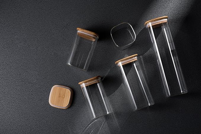 Glass Canister Set with Bamboo Lids