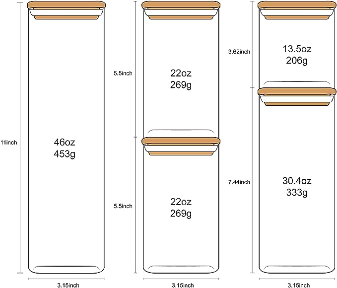 Glass Canister Set with Bamboo Lids