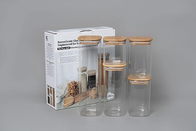 Glass Canister Set with Bamboo Lids