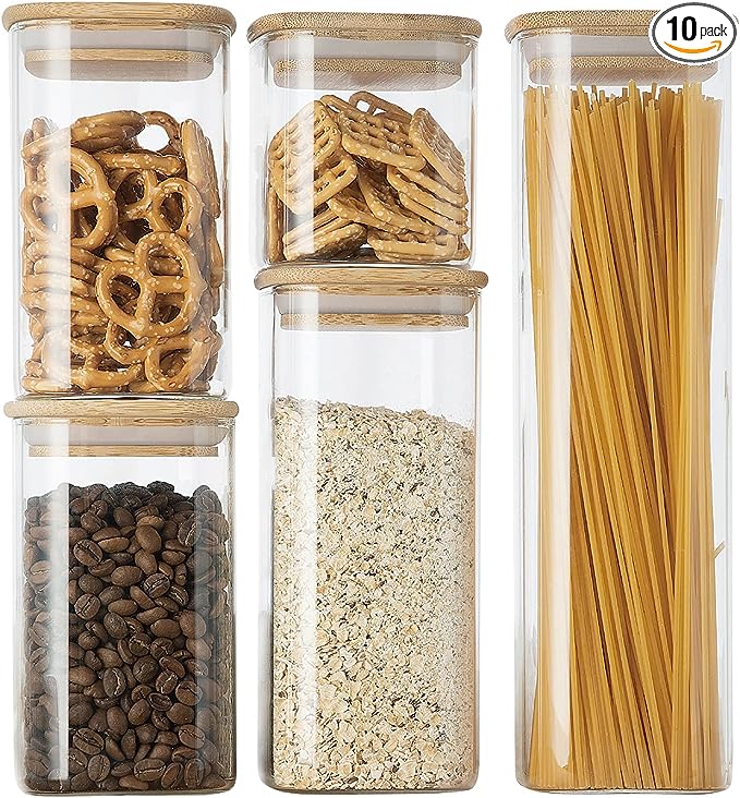 Glass Canister Set with Bamboo Lids