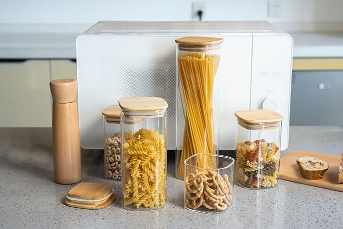 Glass Canister Set with Bamboo Lids