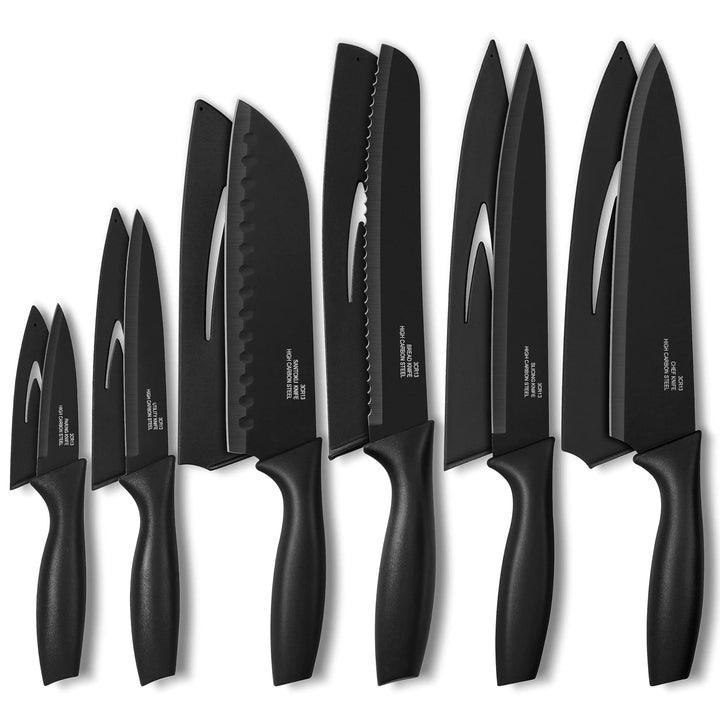 Onader 12-Piece Black Stainless Steel Knife Set
