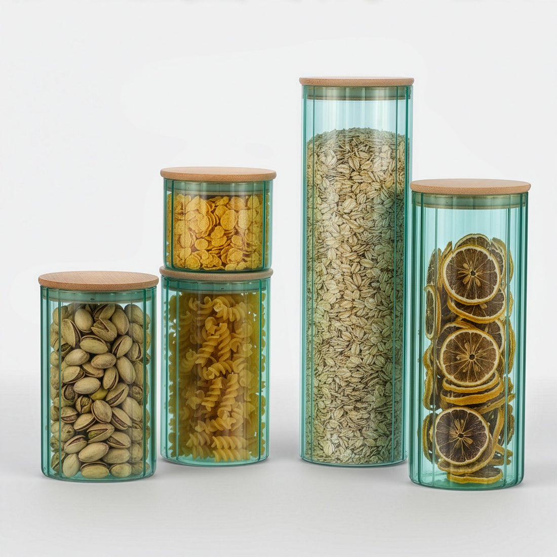 Glass Canister Set with Bamboo Lids