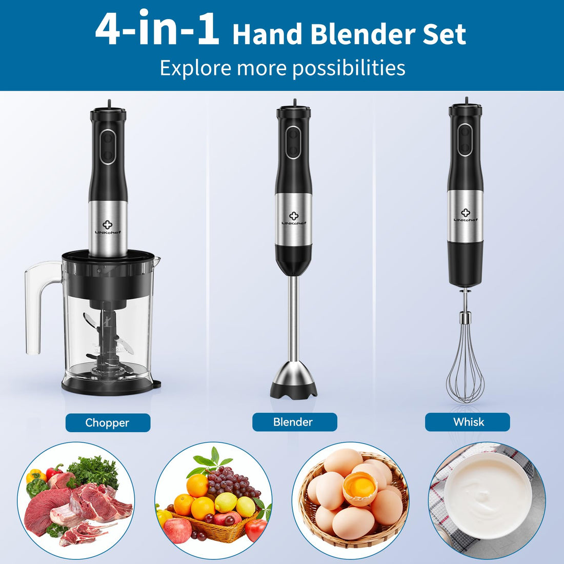 7-in-1 800W Immersion Hand Blender Set