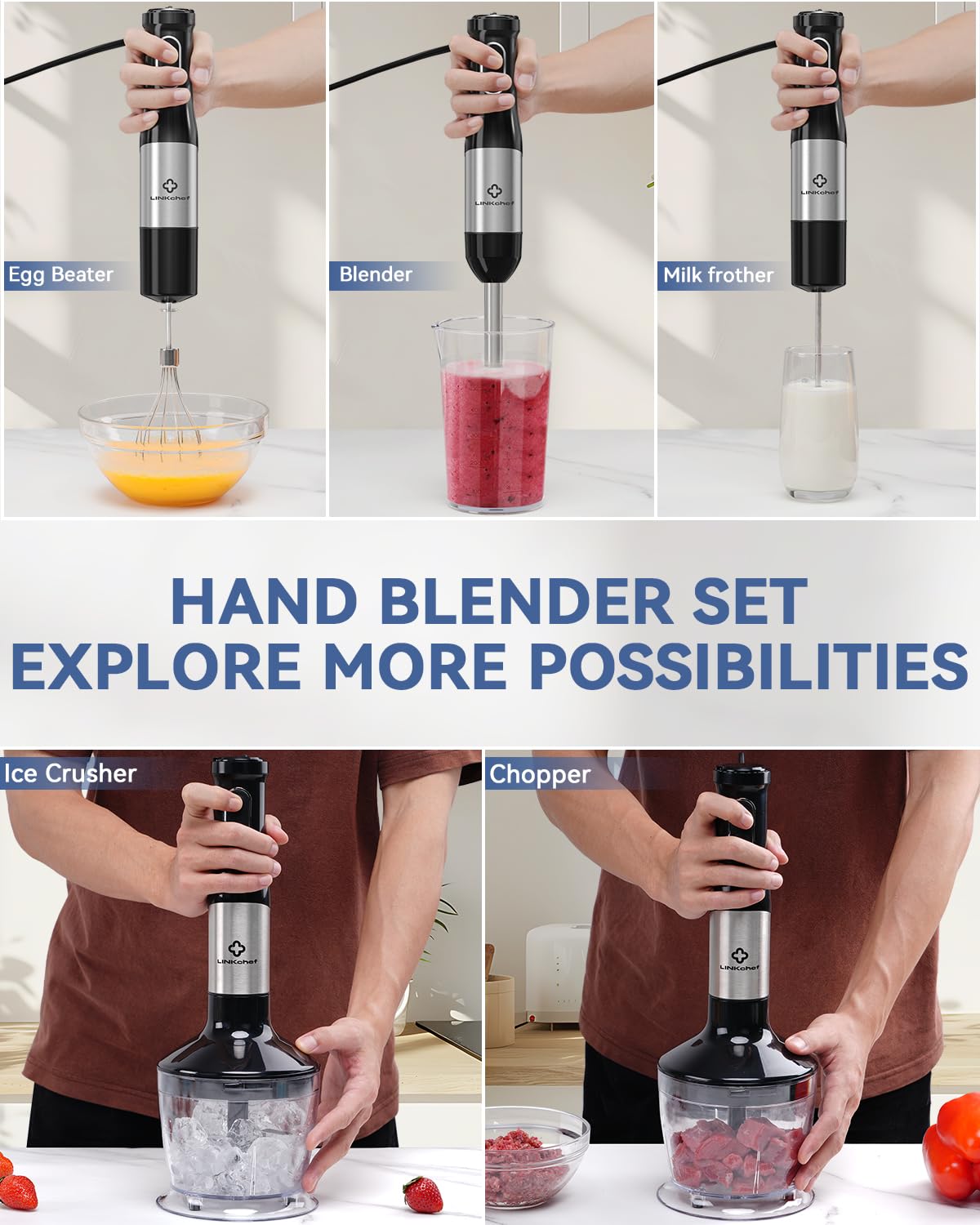 7-in-1 800W Immersion Hand Blender Set