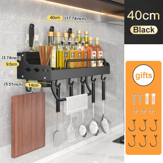 Shelf Wall-mounted Spice Racks and Utensil Holder