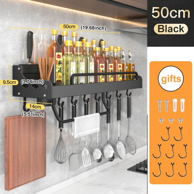 Shelf Wall-mounted Spice Racks and Utensil Holder