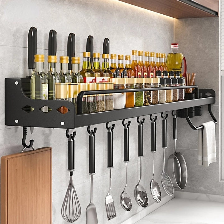 Shelf Wall-mounted Spice Racks and Utensil Holder