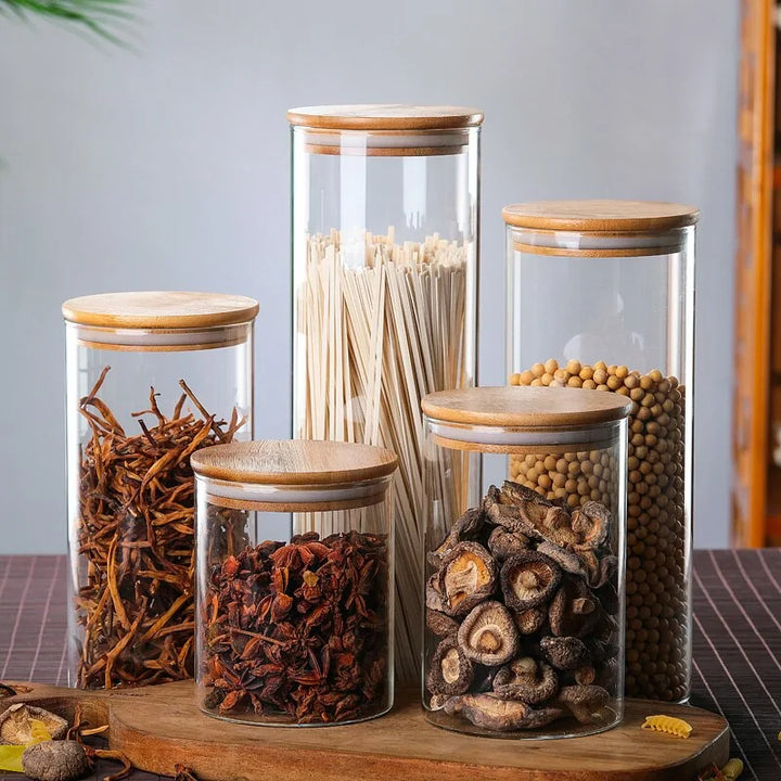 Borosilicate Glass Food Storage Containers w/ Bamboo Lids